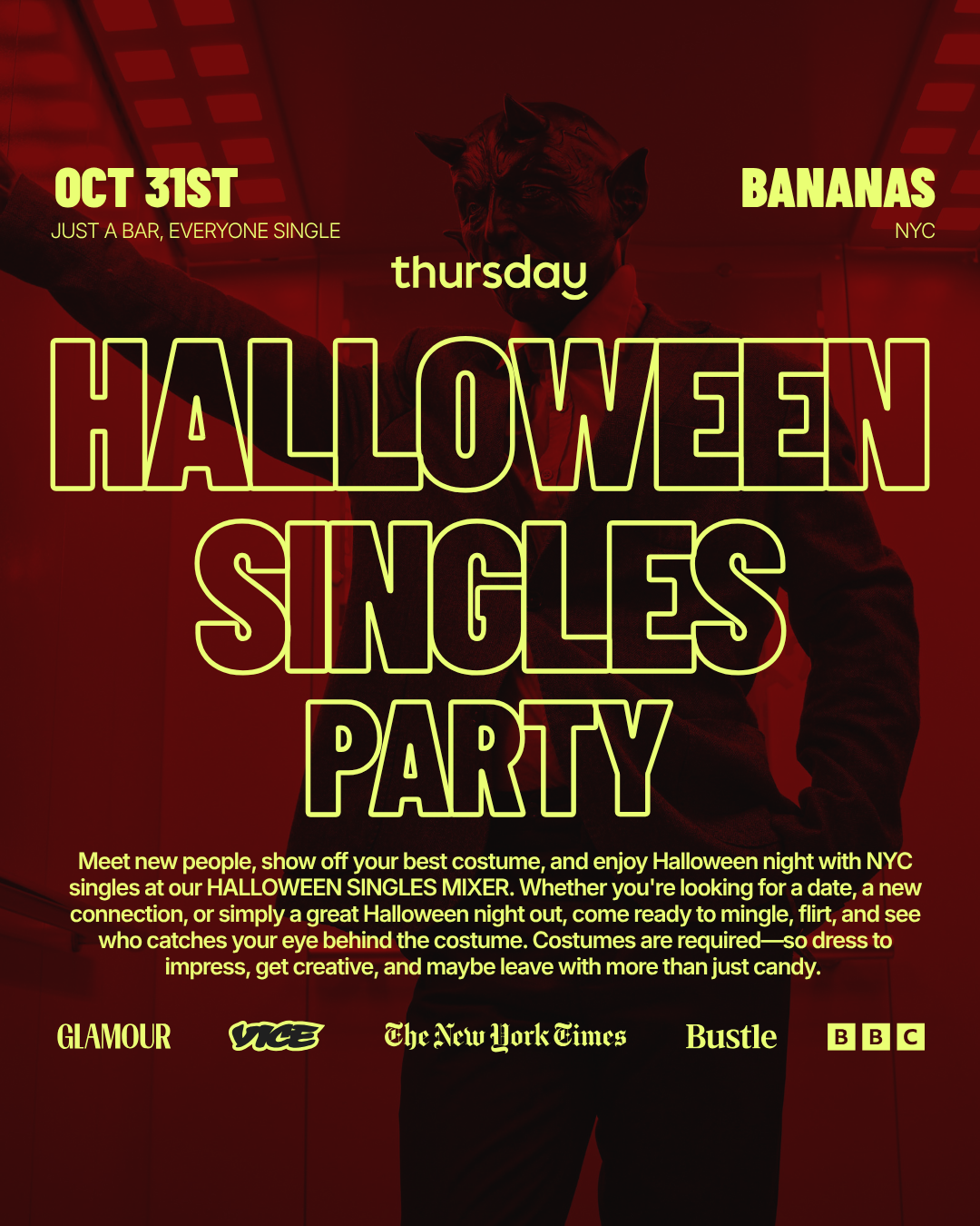 Event image for HALLOWEEN | BANANAS NYC SPOOKY SINGLES MIXER | NYC in Manhattan